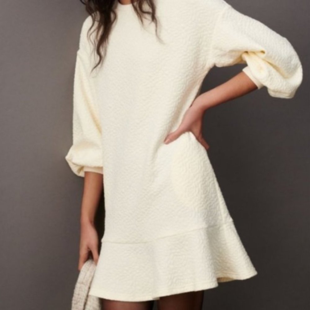 Anthropologie x Mare Mare Odila Tunic Sweatshirt Dress - Size Medium, Ivory